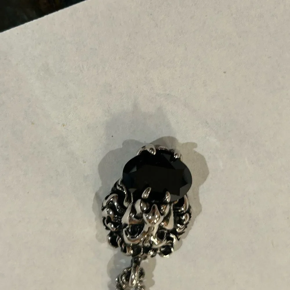 Gucci iconic Lionhead, silver tone crystal necklace made in Italy